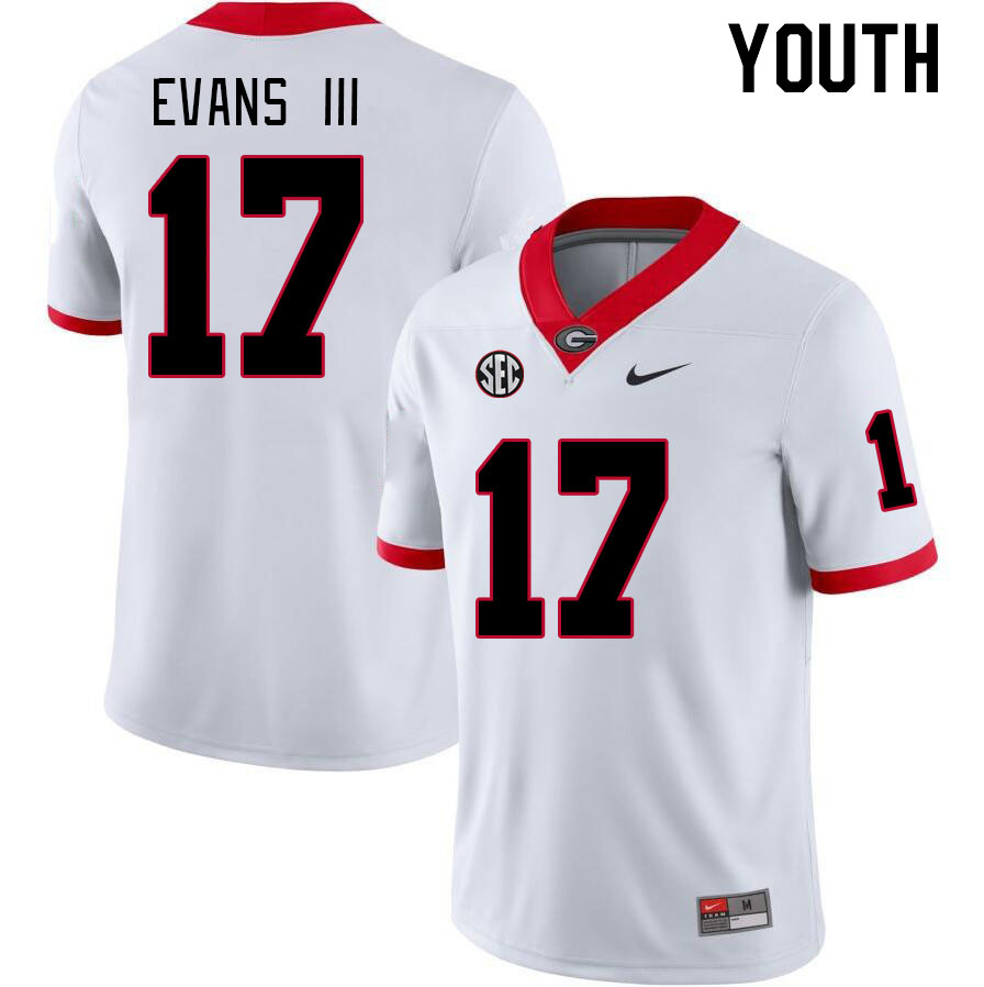 Youth #17 Anthony Evans III Georgia Bulldogs College Football Jerseys Stitched-White - Click Image to Close